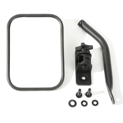 Quick Release Mirror, Rectangular, Textured Black; 97-18 Jeep Wrangler